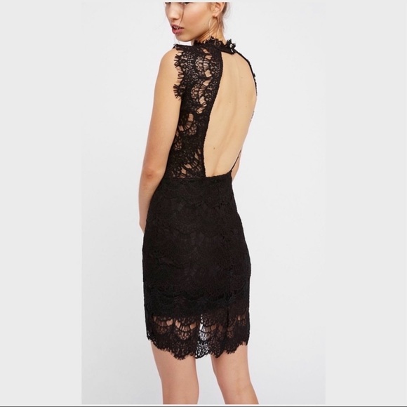 Free People Lace Daydream Bodycon Slip Dress Black - Picture 2 of 16